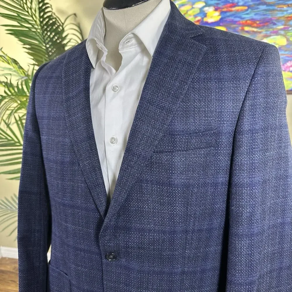 Jos A Bank Reserve 40R Sport coat E. Thomas Italy Wool Cashmere Plaid Glenn